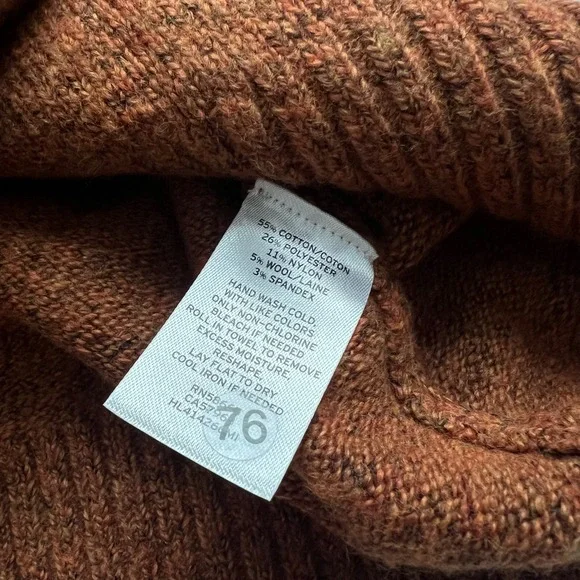 Chelsea 28 Womens Orange Heather Cowl Neck Long Sleeve Pullover Sweater - Picture 5 of 8